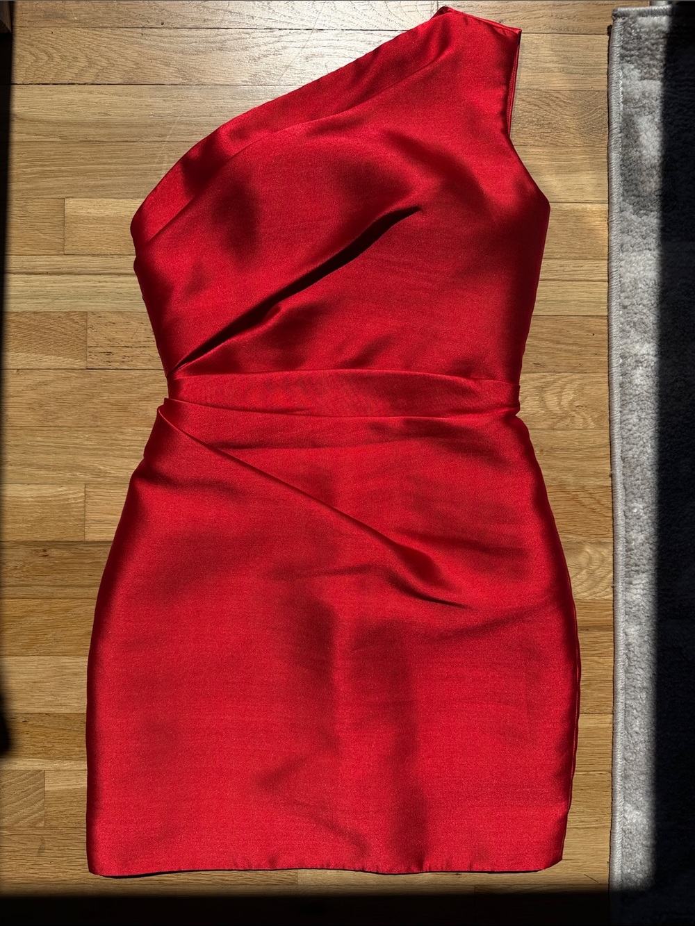 Solace London One-Shoulder Red Satin Cocktail Dress